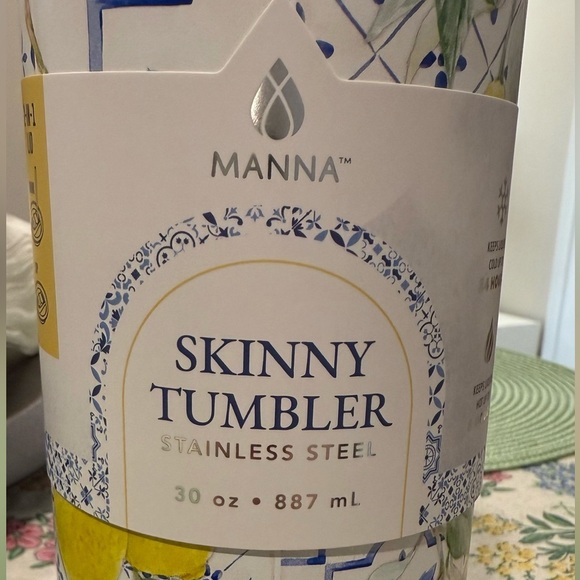 Manna Skinny Stainless Steel Tumbler with Lemon Design - Picture 2 of 6